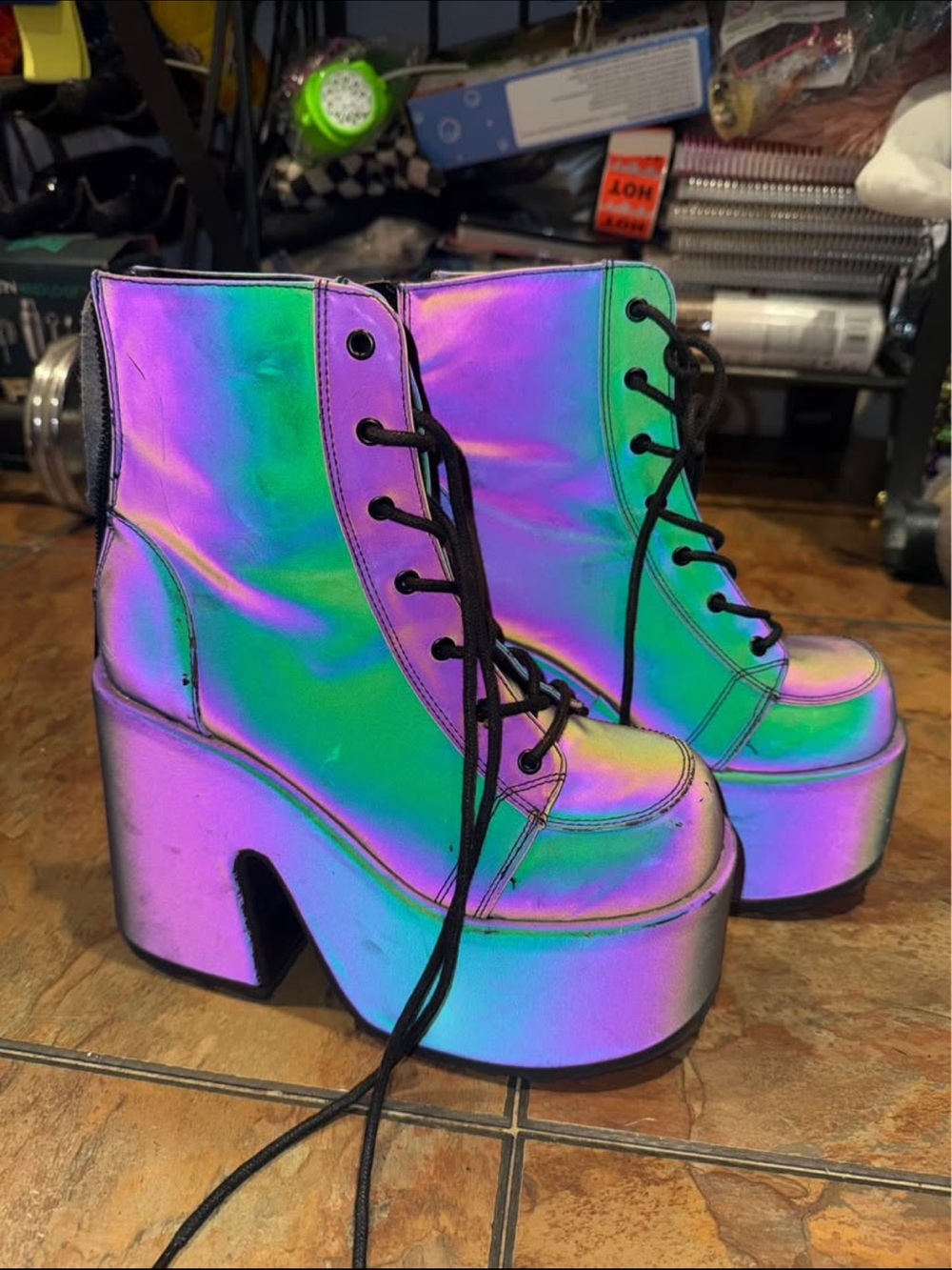 Reflective Demonia boots - size 8